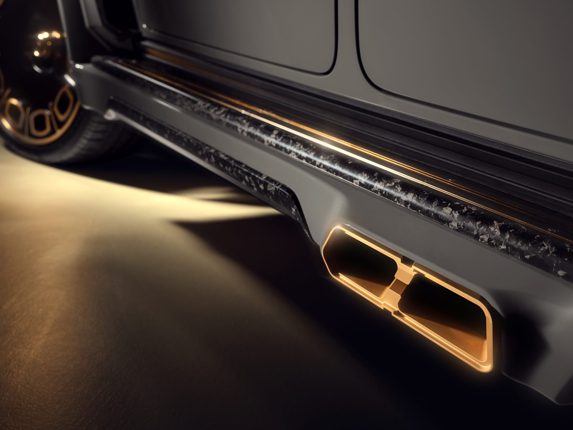 Side exhaust of the IMSA Precision 822 in copper