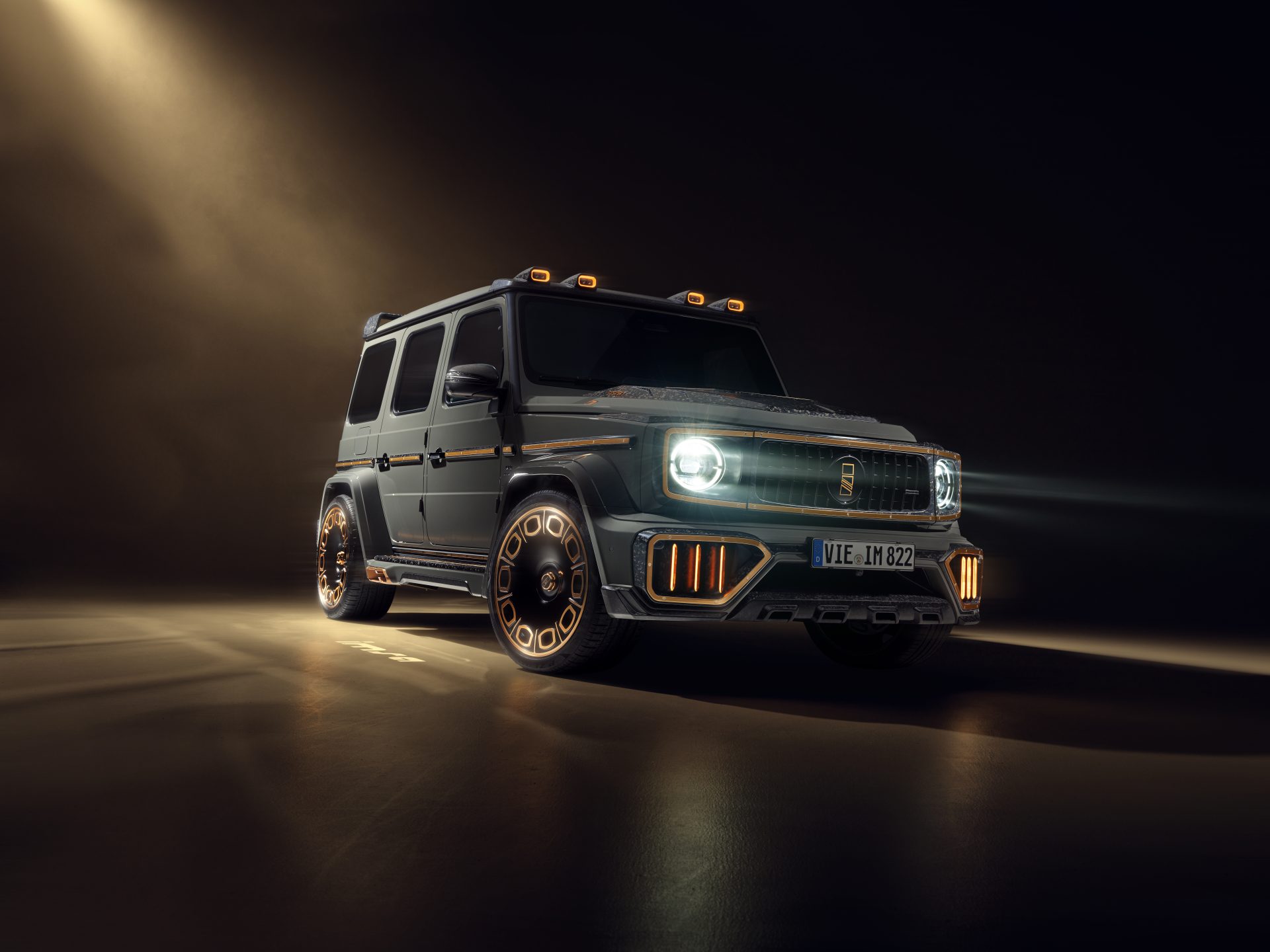 Three-quarter front view of the IMSA Precision 822 in a dark studio spotlight